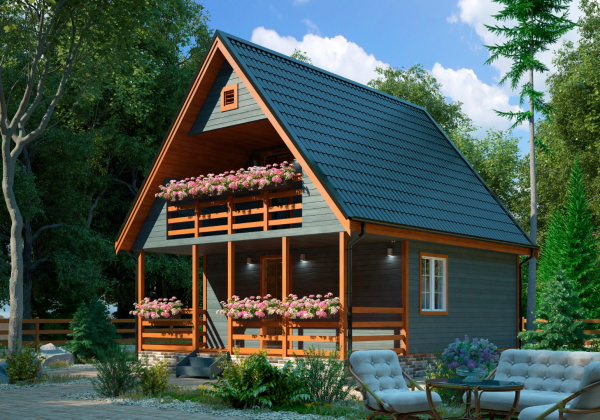 Дачник 6х7 с террасой и балконом