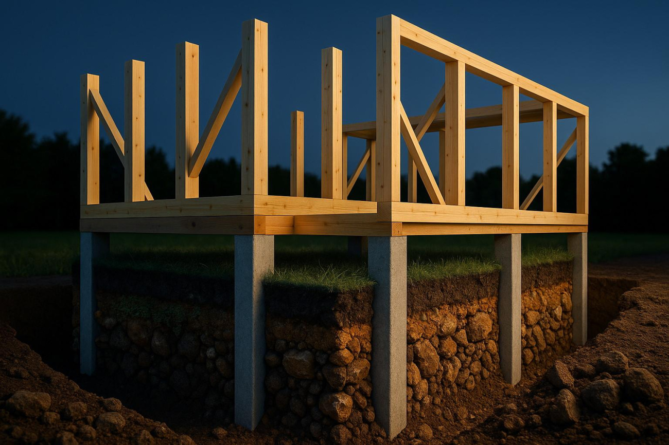 Выбор фундамента для каркасного деревянного дома