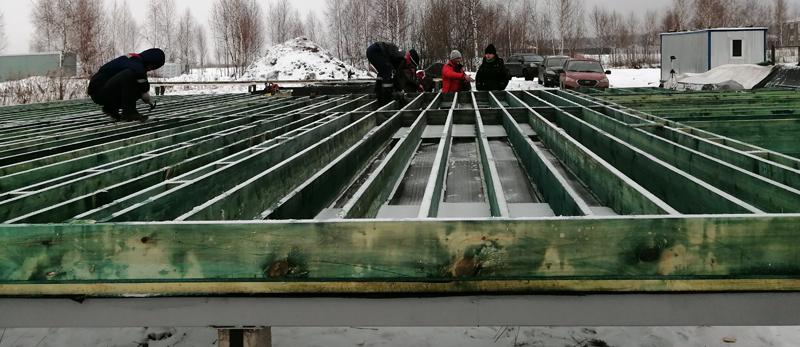 Огнебиозащита нижней обвязки, лаг пола и чернового пола.